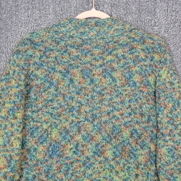 Dressbarn Sweater Womens 1X Green Multi-Color Long Sleeve Fuzzy Shawl Neck - Picture 8 of 11